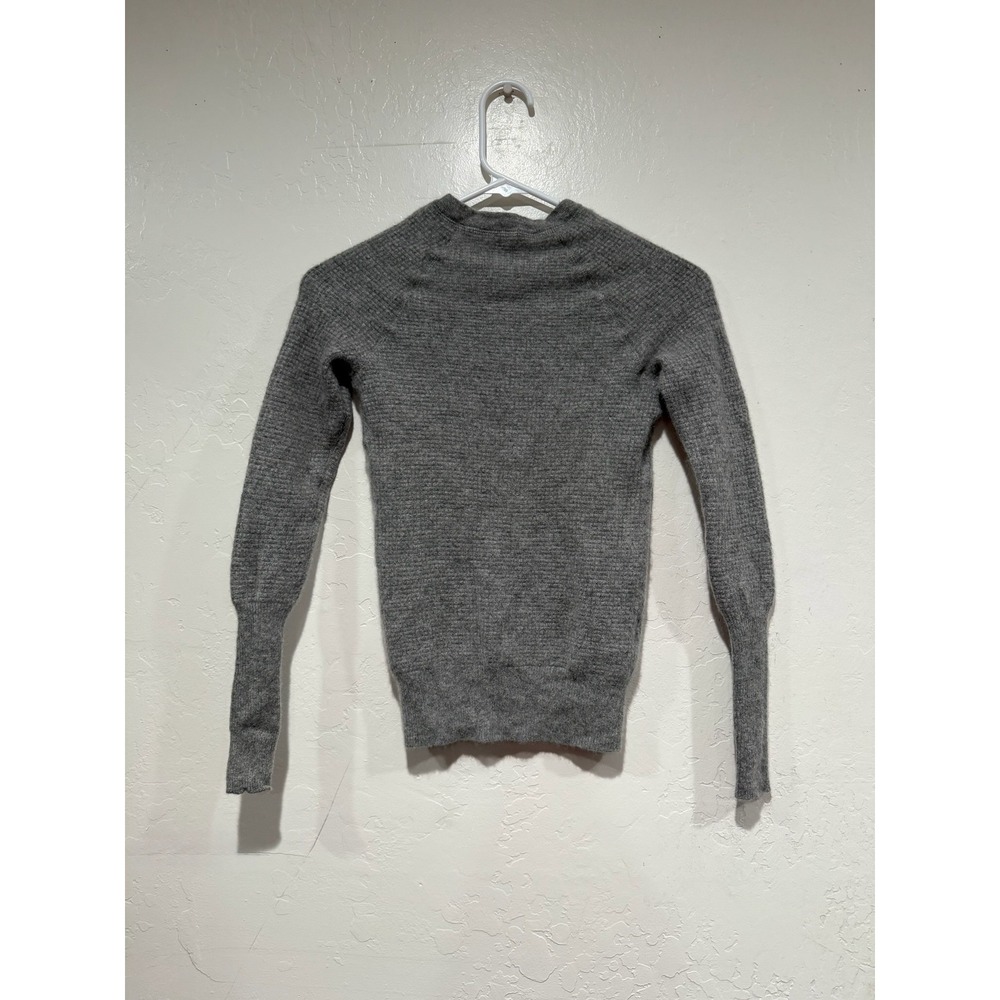 J.Crew Collection Italian Cashmere Henley Sweater Gray XXS Waffle Knit Raglan - Picture 3 of 6